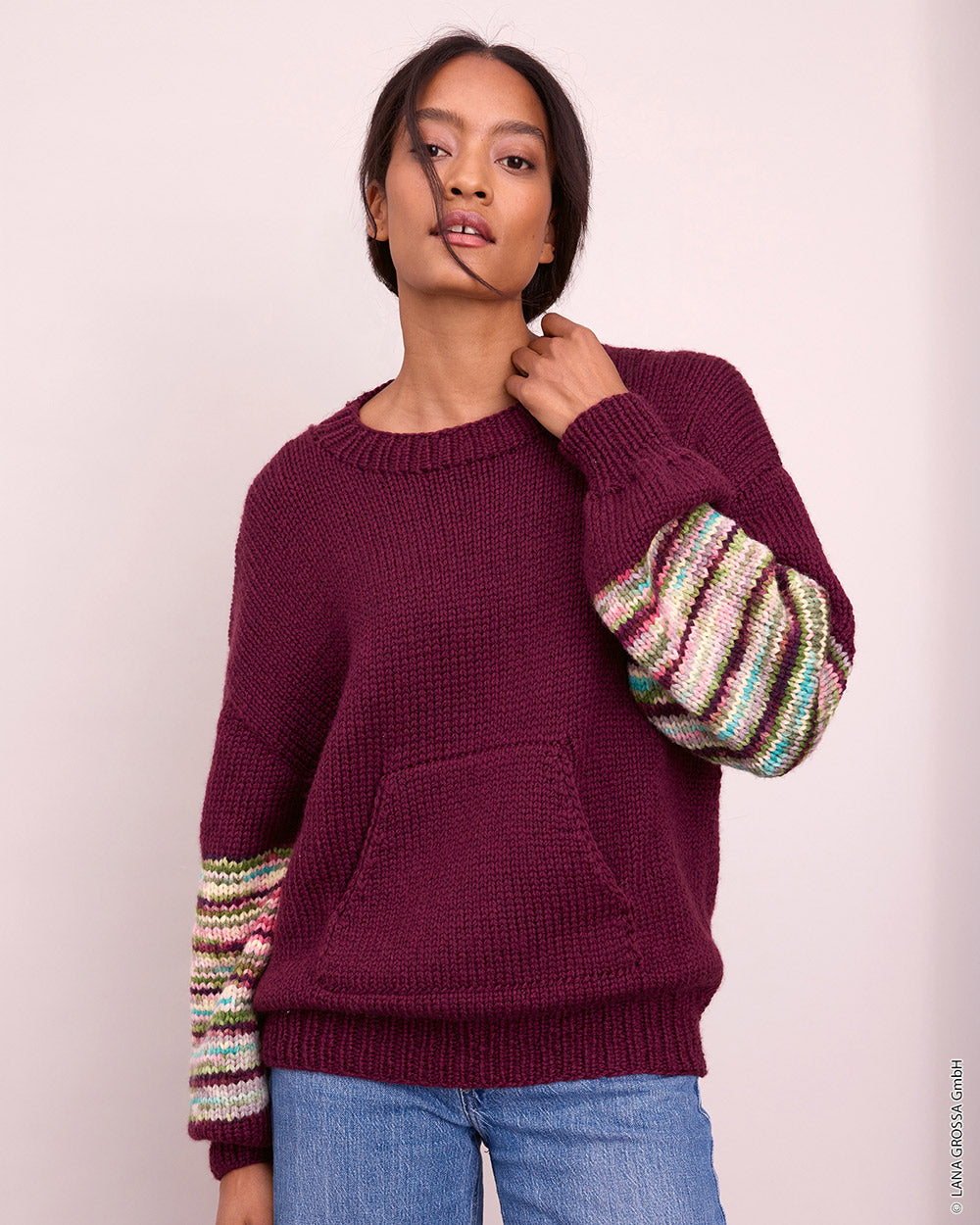 Lana Grossa Gomitolo No. 18 - model 5, trui in Lana Grossa Cool Merino Big met Crazy mouwen, vooraanzicht