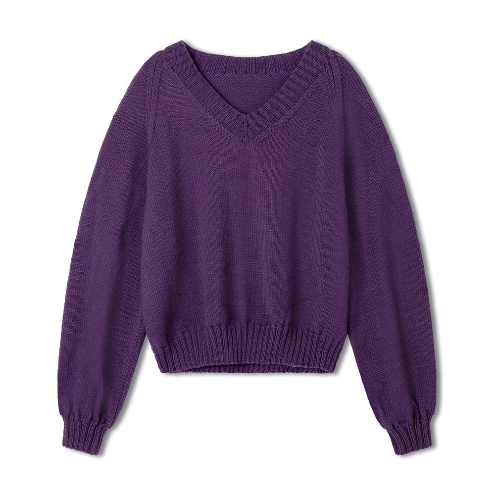 paarse gebreide trui met comfortabele ruime mouwen - inspiratie voor Lana Grossa Cool Wool 590 Naturel - Lana Grossa Cool Wool 2010 Licht Rozenhout