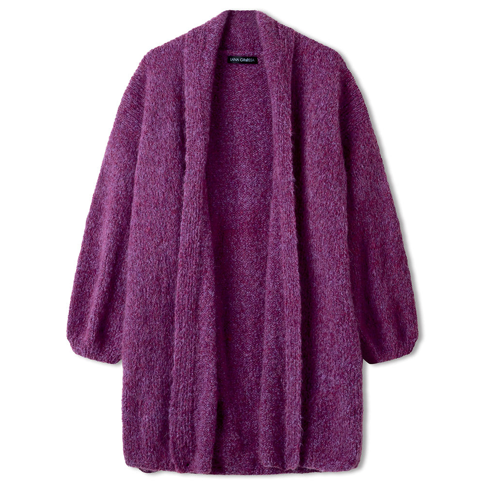 Sfeerinspiratie bij Lana Grossa Milano 016 Violet gemêleerd - lang violet gebreid vest als productfoto