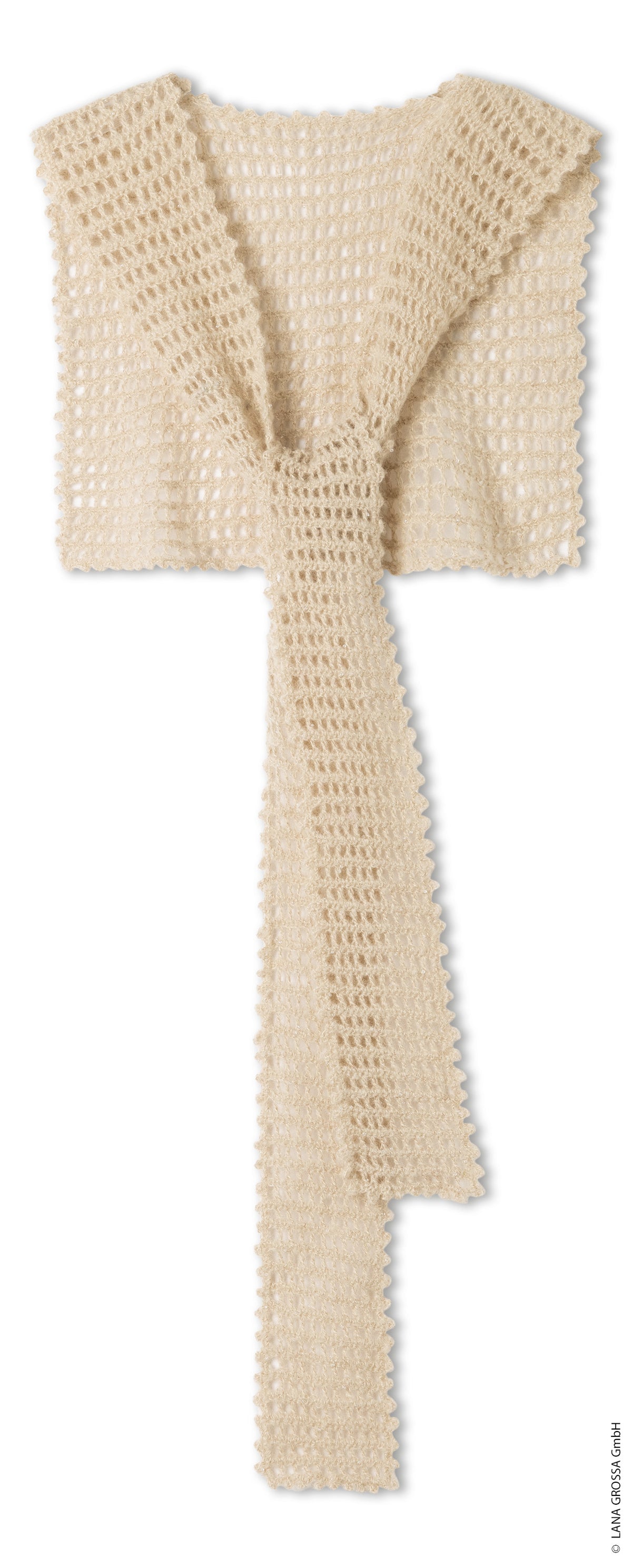 Lana Grossa Doeken & Co Nr. 10 model 31 - crèmekleurige lange kragensjaal, vrijstaand - Setasuri Pearls