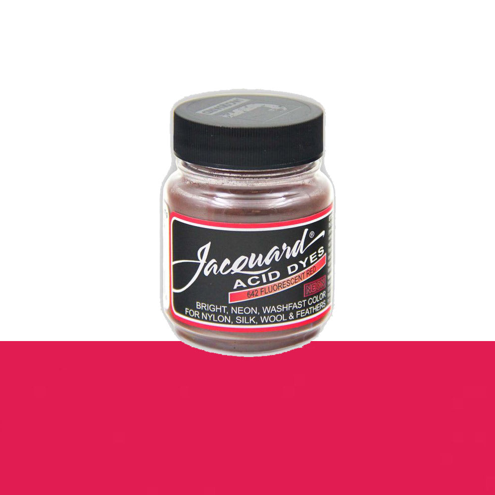 Jacquard Wolverf 642 Fluorescent Red - potje geconcentreerde Acid Dye wolverf in kleur 642 Fluorescent Red