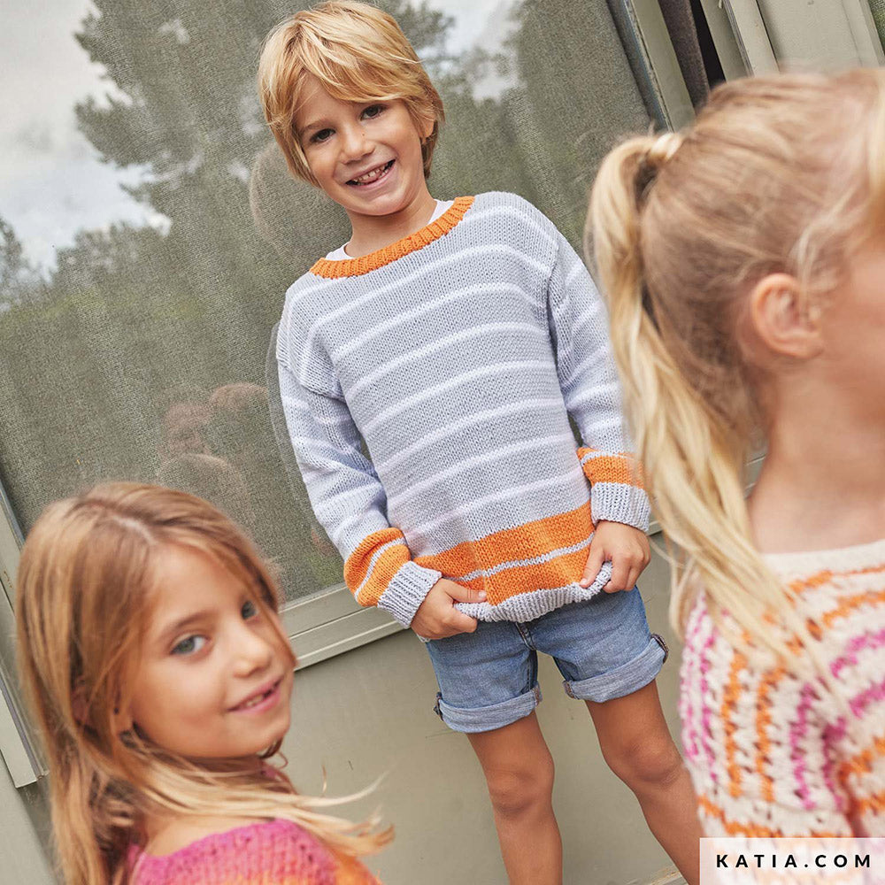 Patroon breien haken kinderen trui lente zomer katia — gemaakt met Katia Alabama (16)