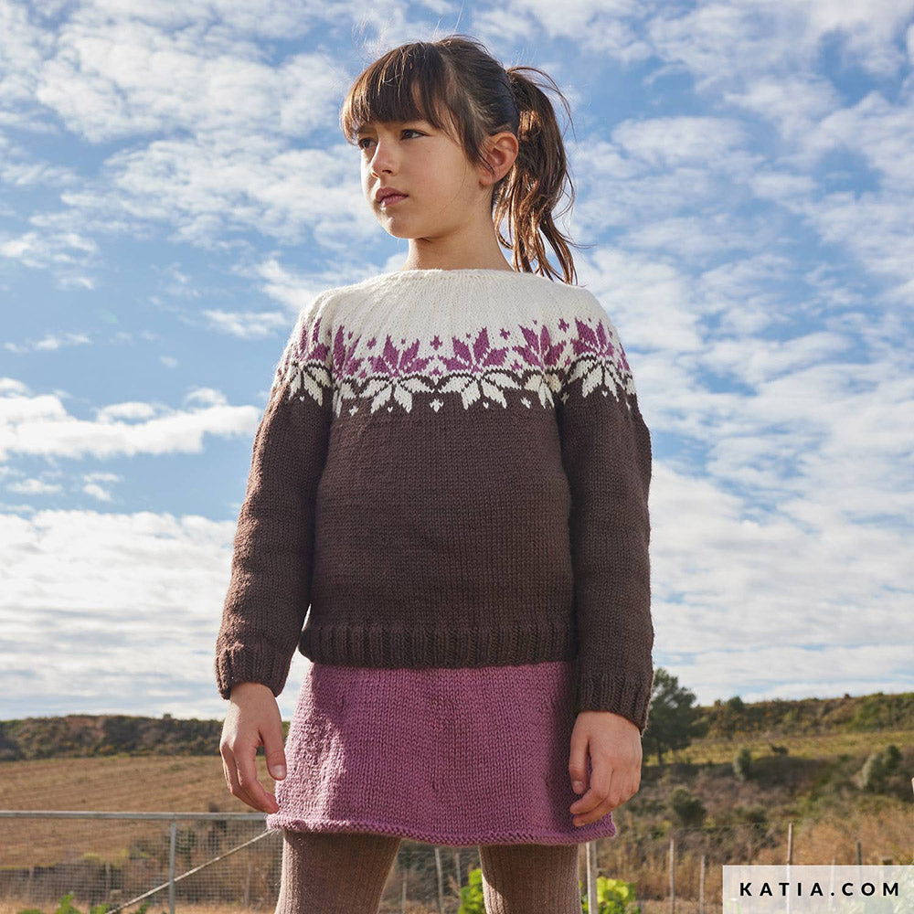 Patroon breien haken kinderen trui herfst winter katia — gemaakt met Katia Basic Merino (4)
