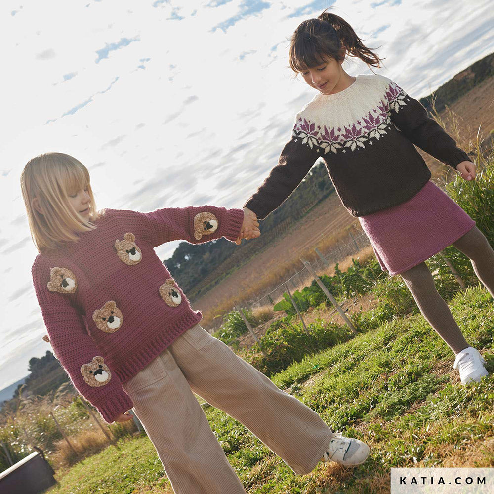 Patroon breien haken kinderen trui herfst winter katia — gemaakt met Katia Basic Merino