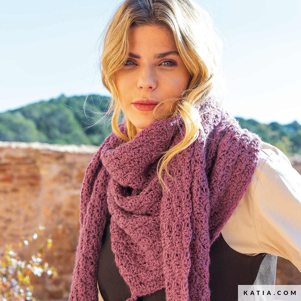 Patroon breien haken dames stola herfst winter katia — gemaakt met Katia Basic Merino (3)