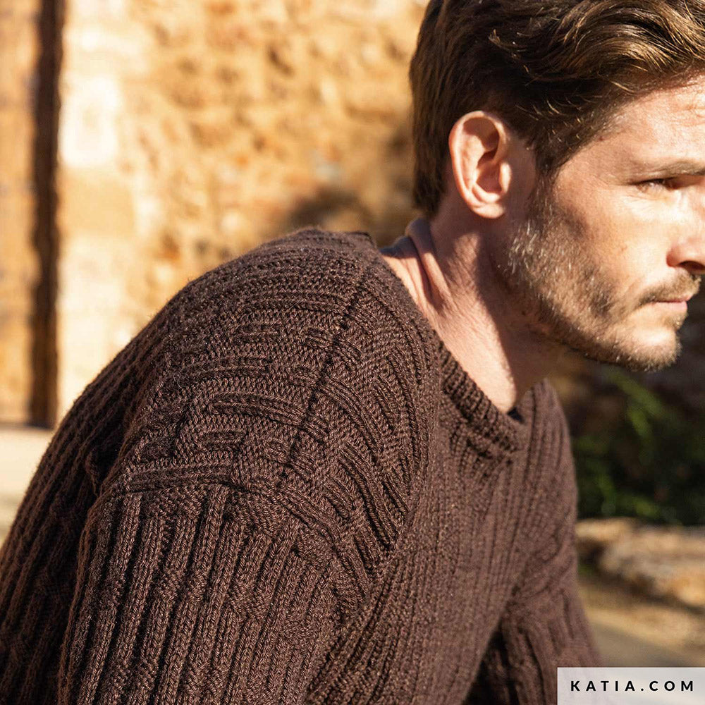 Patroon breien haken heren trui herfst winter katia — gemaakt met Katia Basic Merino (5)