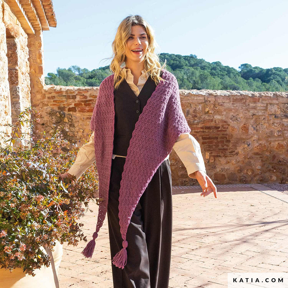 Patroon breien haken dames stola herfst winter katia — gemaakt met Katia Basic Merino (4)