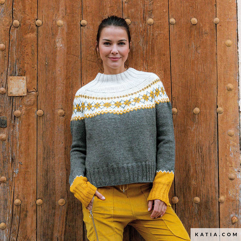 Patroon breien haken dames trui herfst winter katia — gemaakt met Katia Basic Merino (7)