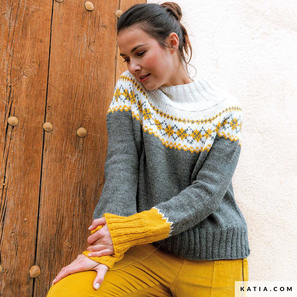 Patroon breien haken dames trui herfst winter katia — gemaakt met Katia Basic Merino 094 (5)