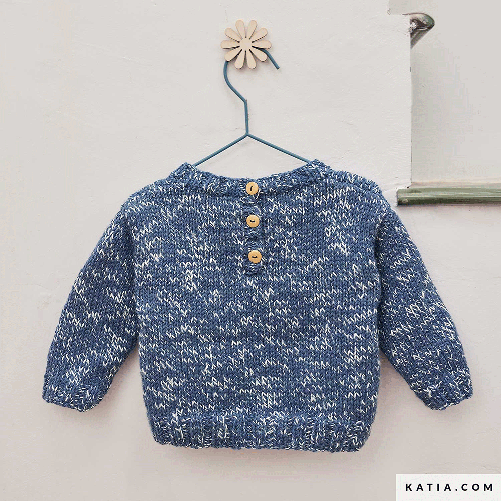 Patroon breien haken baby trui herfst winter katia — gemaakt met Katia Basic Merino 095 (5)