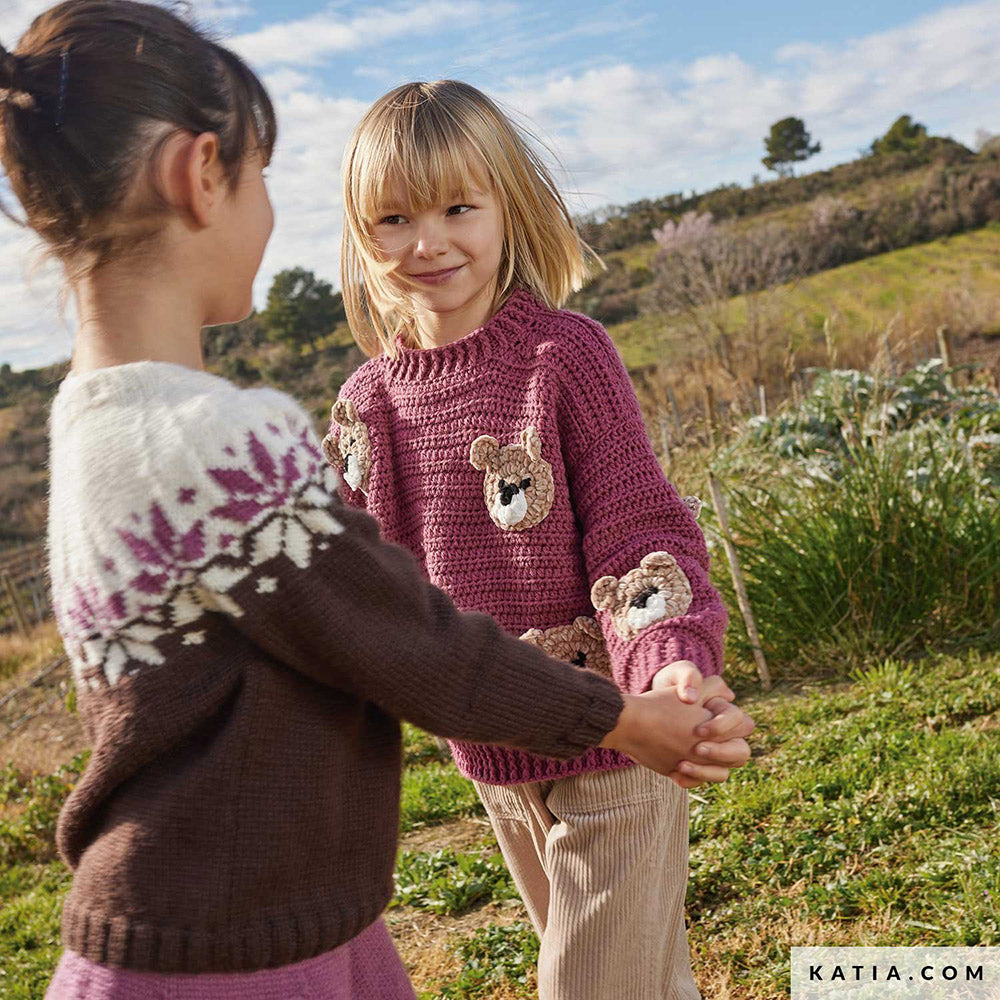 Patroon breien haken kinderen trui herfst winter katia — gemaakt met Katia Basic Merino 095 (3)