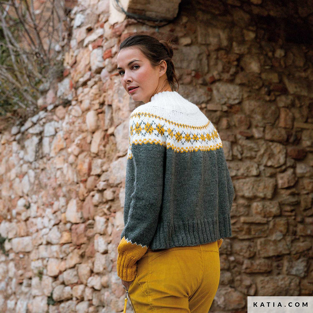 Patroon breien haken dames trui herfst winter katia — gemaakt met Katia Basic Merino 095 (6)