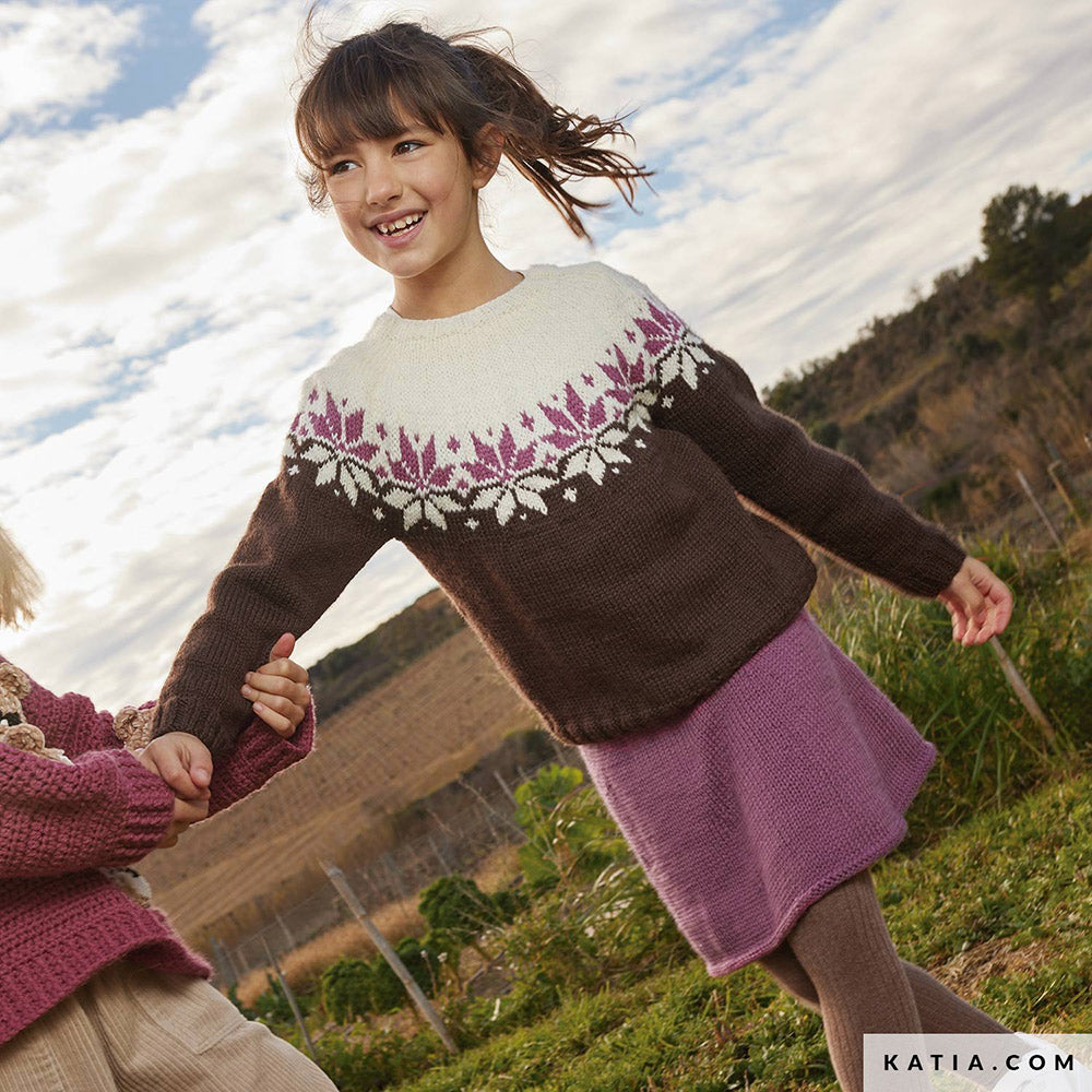 Patroon breien haken kinderen rok herfst winter katia — gemaakt met Katia Basic Merino 095
