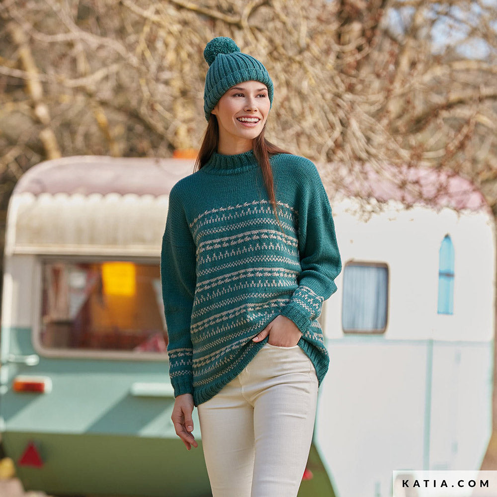 Patroon breien haken dames trui herfst winter katia — gemaakt met Katia Basic Merino 097 (18)