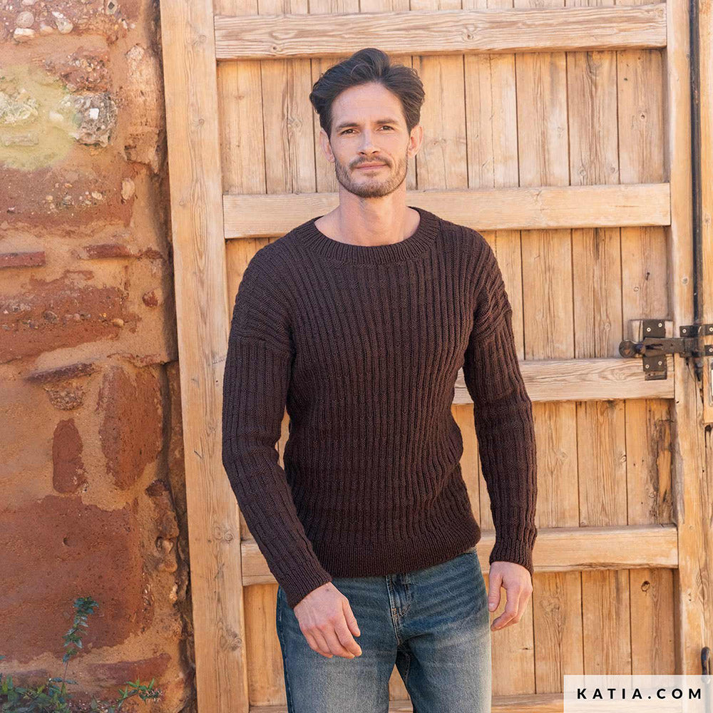 Patroon breien haken heren trui herfst winter katia — gemaakt met Katia Basic Merino 097 (2)