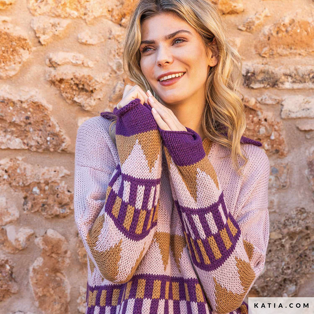 Patroon breien haken dames trui herfst winter katia — gemaakt met Katia Basic Merino 098 (12)