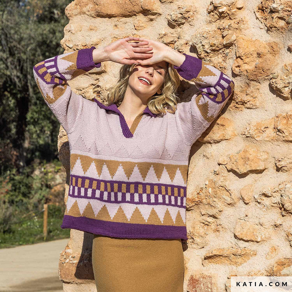 Patroon breien haken dames trui herfst winter katia — gemaakt met Katia Basic Merino 099 (10)