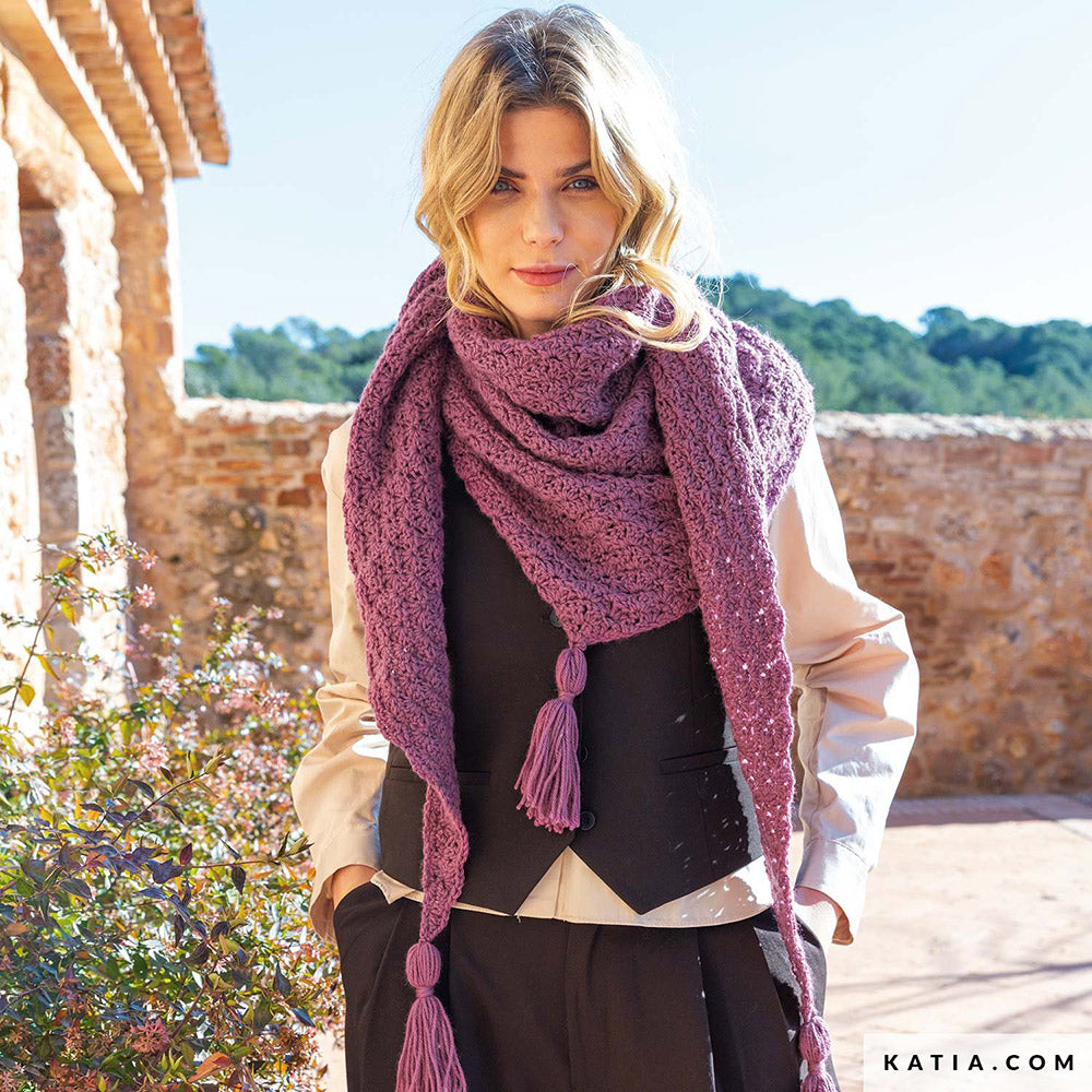 Patroon breien haken dames stola herfst winter katia — gemaakt met Katia Basic Merino 099 (5)