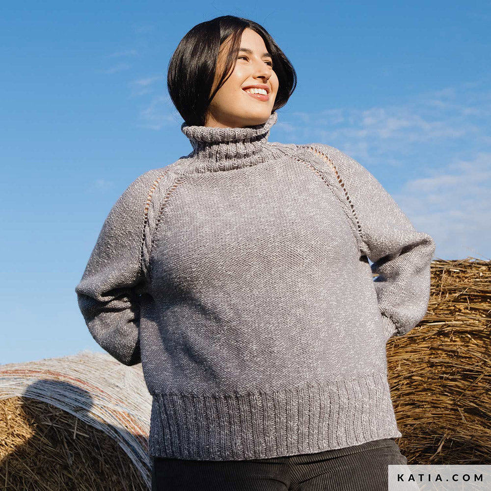 Patroon breien haken dames trui herfst winter katia — gemaakt met Katia Basic Merino Popcorn (13)