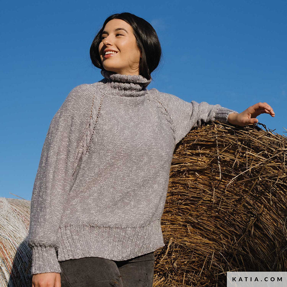 Patroon breien haken dames trui herfst winter katia — gemaakt met Katia Basic Merino Popcorn (15)