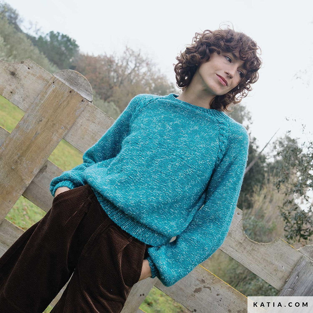 Patroon breien haken dames trui herfst winter katia — gemaakt met Katia Basic Merino Popcorn (2)