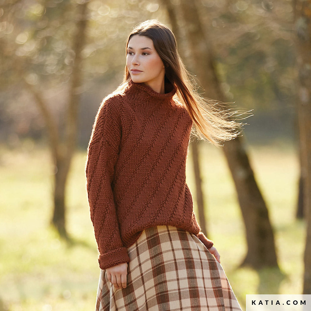 Patroon breien haken dames trui herfst winter katia — gemaakt met Katia Big Merino (3)