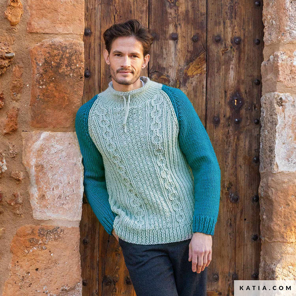 Patroon breien haken heren trui herfst winter katia — gemaakt met Katia Big Merino (5)