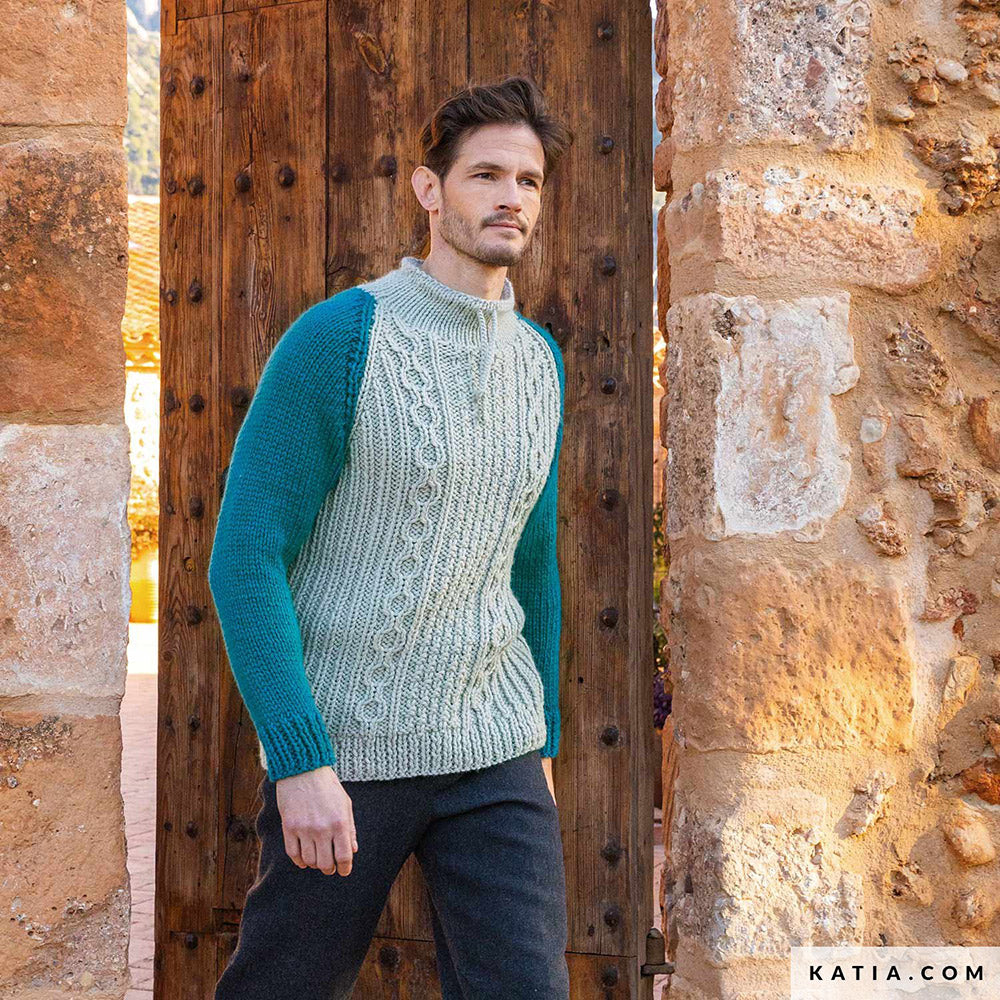 Patroon breien haken heren trui herfst winter katia — gemaakt met Katia Big Merino (3)