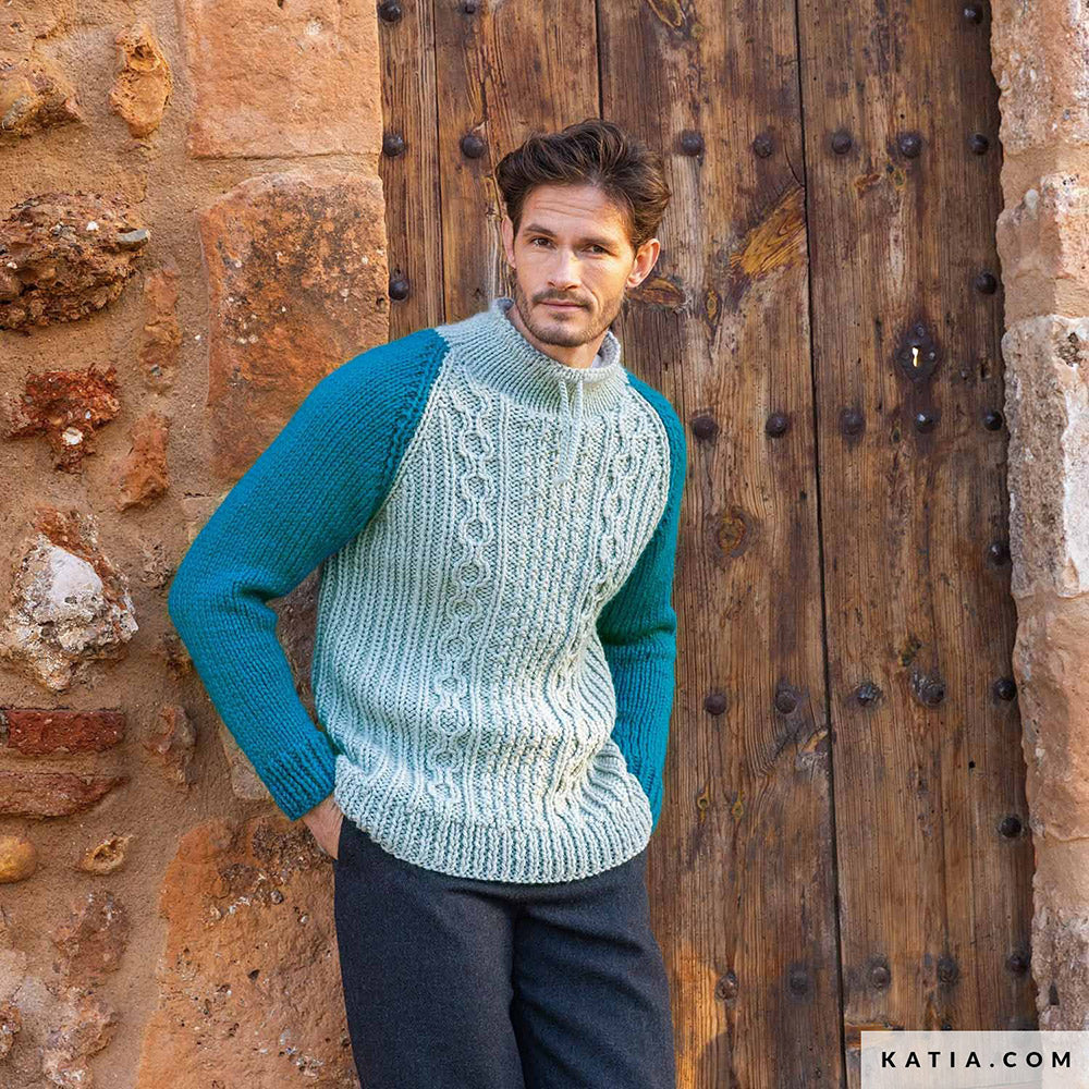 Patroon breien haken heren trui herfst winter katia — gemaakt met Katia Big Merino (4)