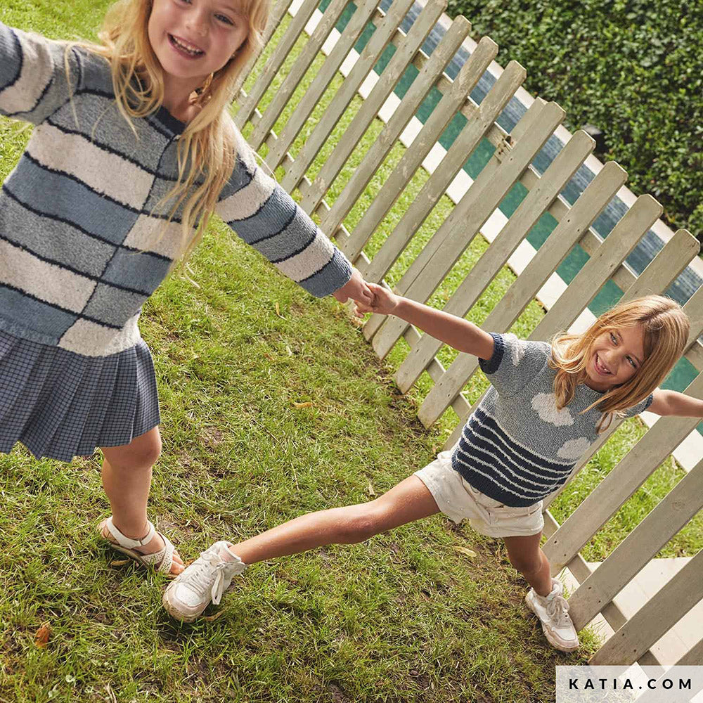 Patroon breien haken kinderen shirt lente zomer katia — gemaakt met Katia Blue Jeans II (3)