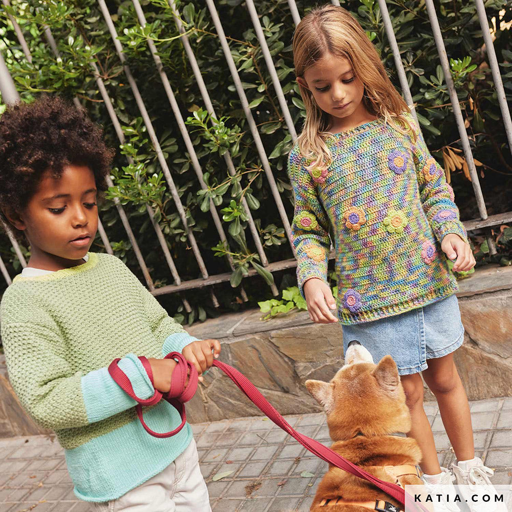 Patroon breien haken kinderen trui lente zomer katia — gemaakt met Katia Bonsai (4)