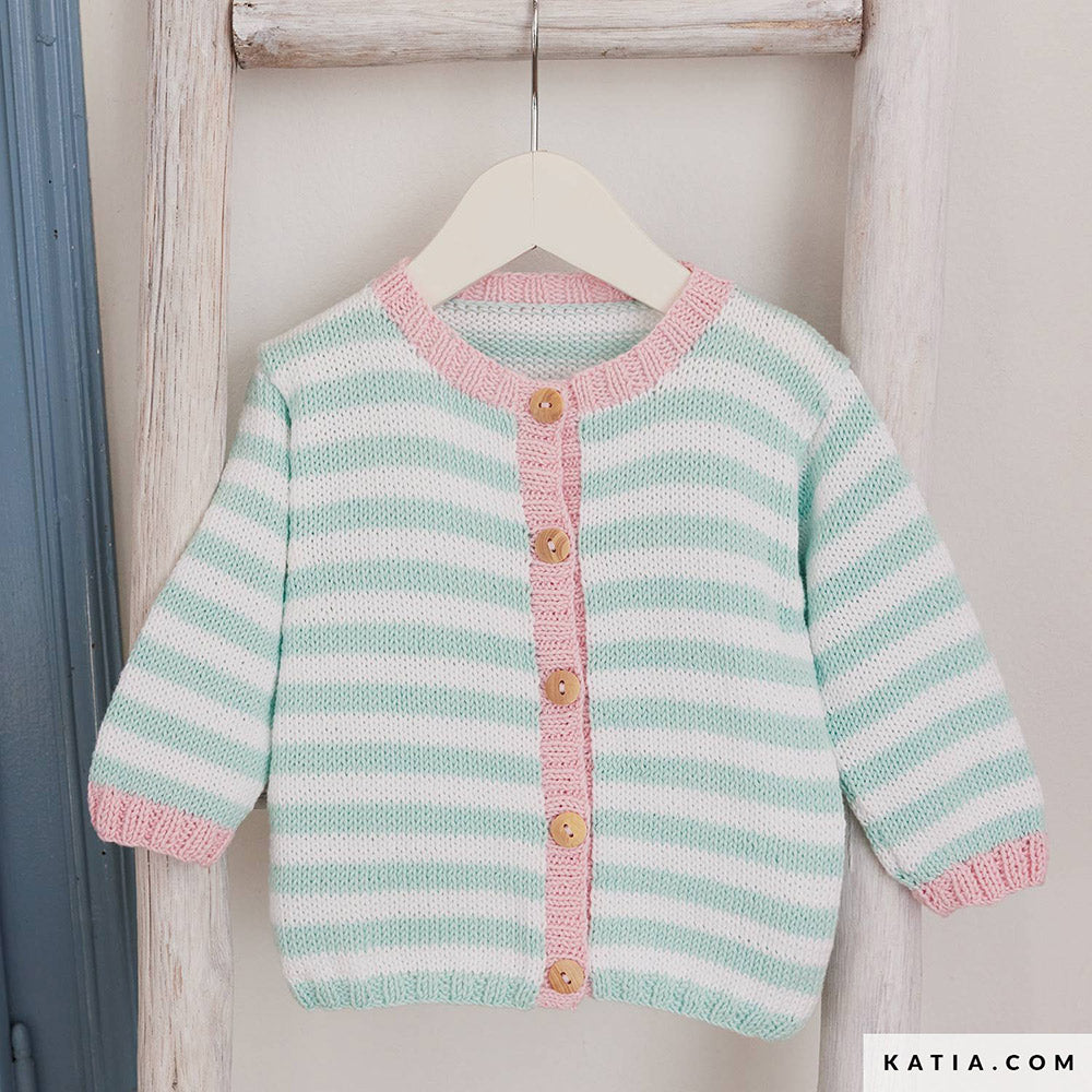 Patroon breien haken baby trui lente zomer katia — gemaakt met Katia Capri 82067 Licht Beige (4)