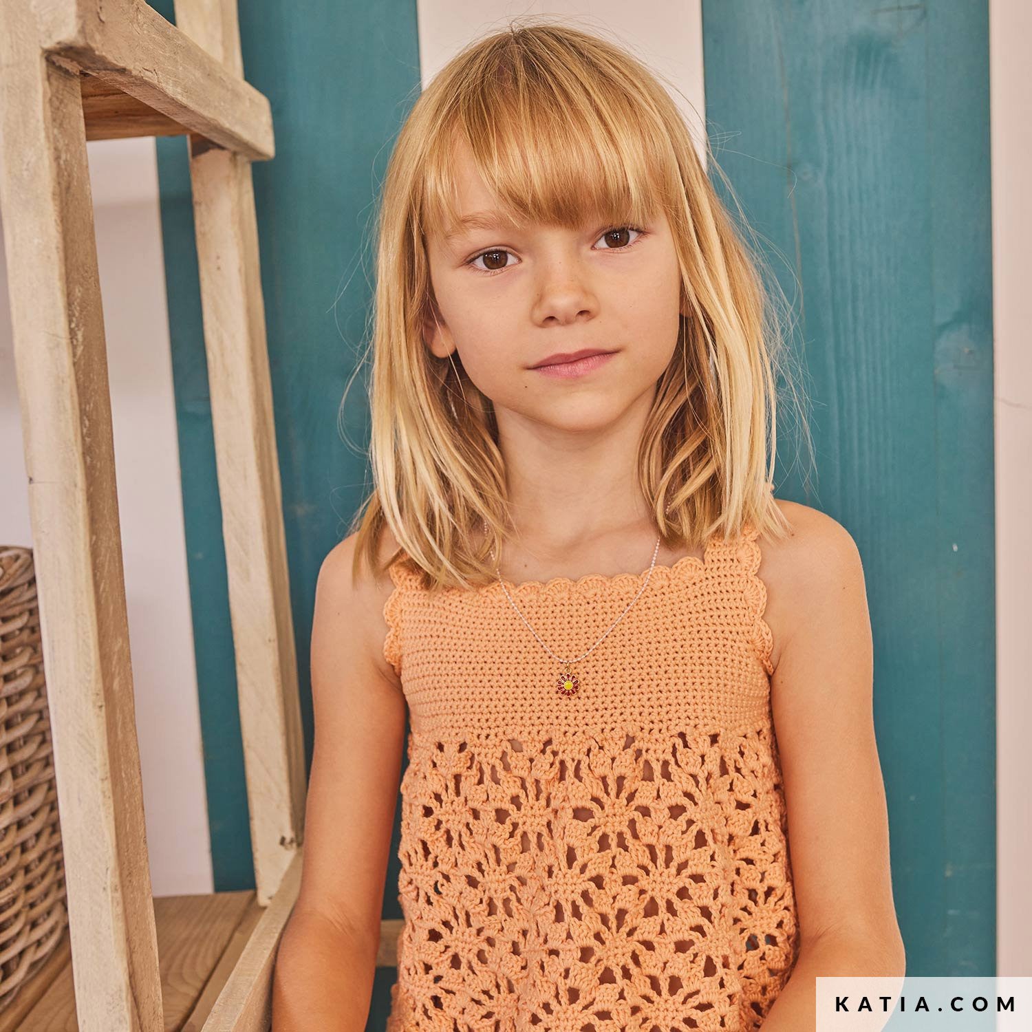 Patroon breien haken kinderen topje lente zomer katia — gemaakt met Katia Capri 82152 Donker Grijs