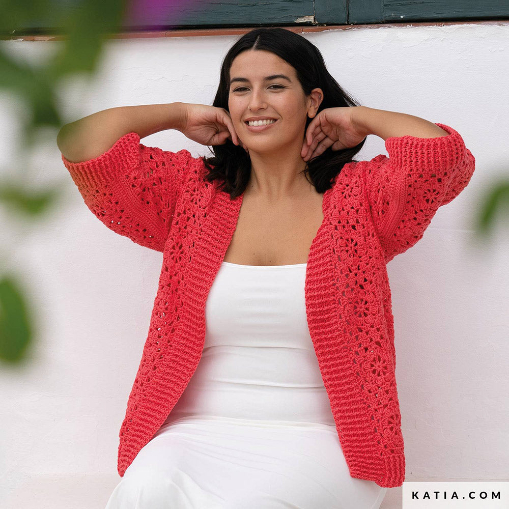 Patroon breien haken dames jas lente zomer katia — gemaakt met Katia Cotton 100% (4)