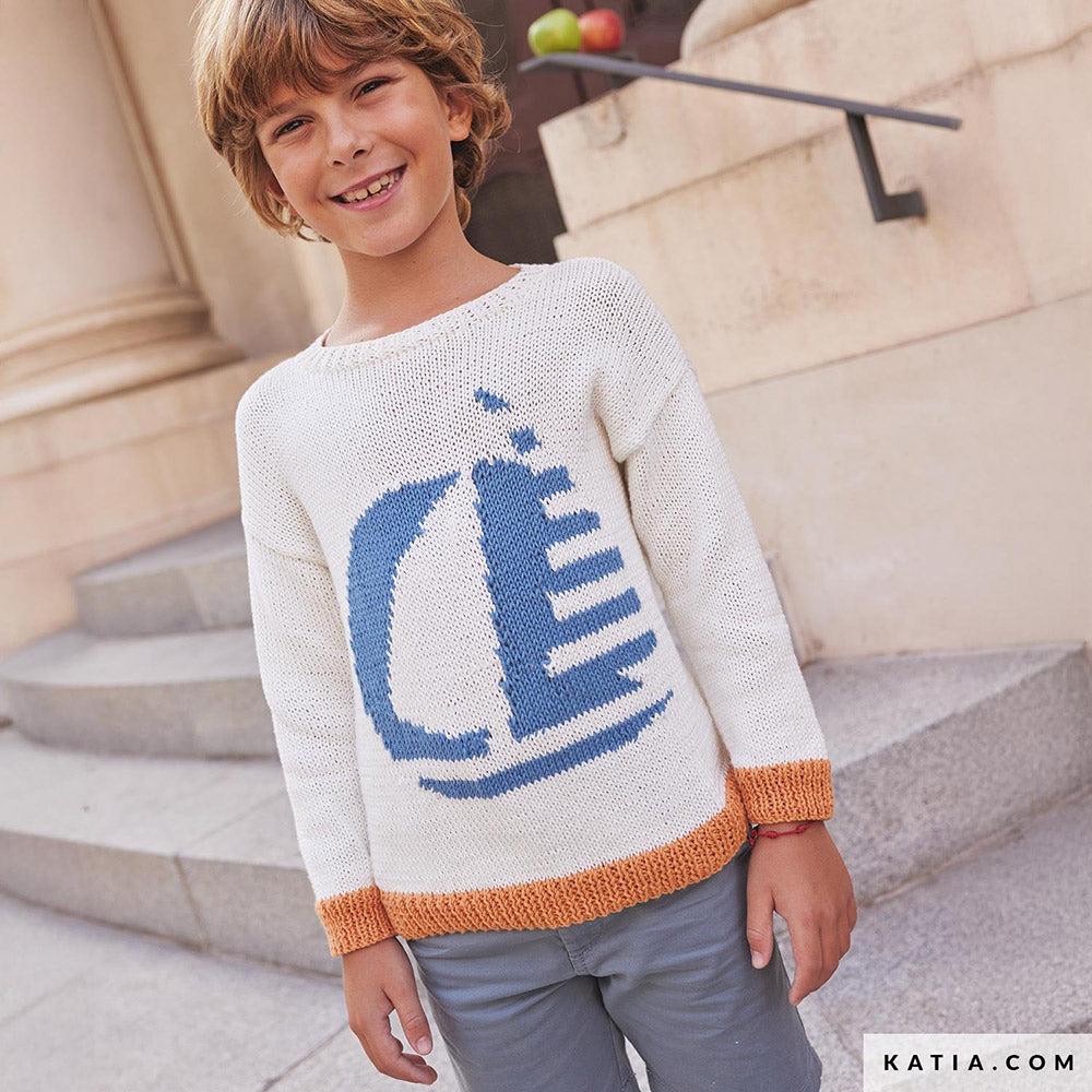Patroon breien haken kinderen trui lente zomer katia — gemaakt met Katia Cotton 100% (17)
