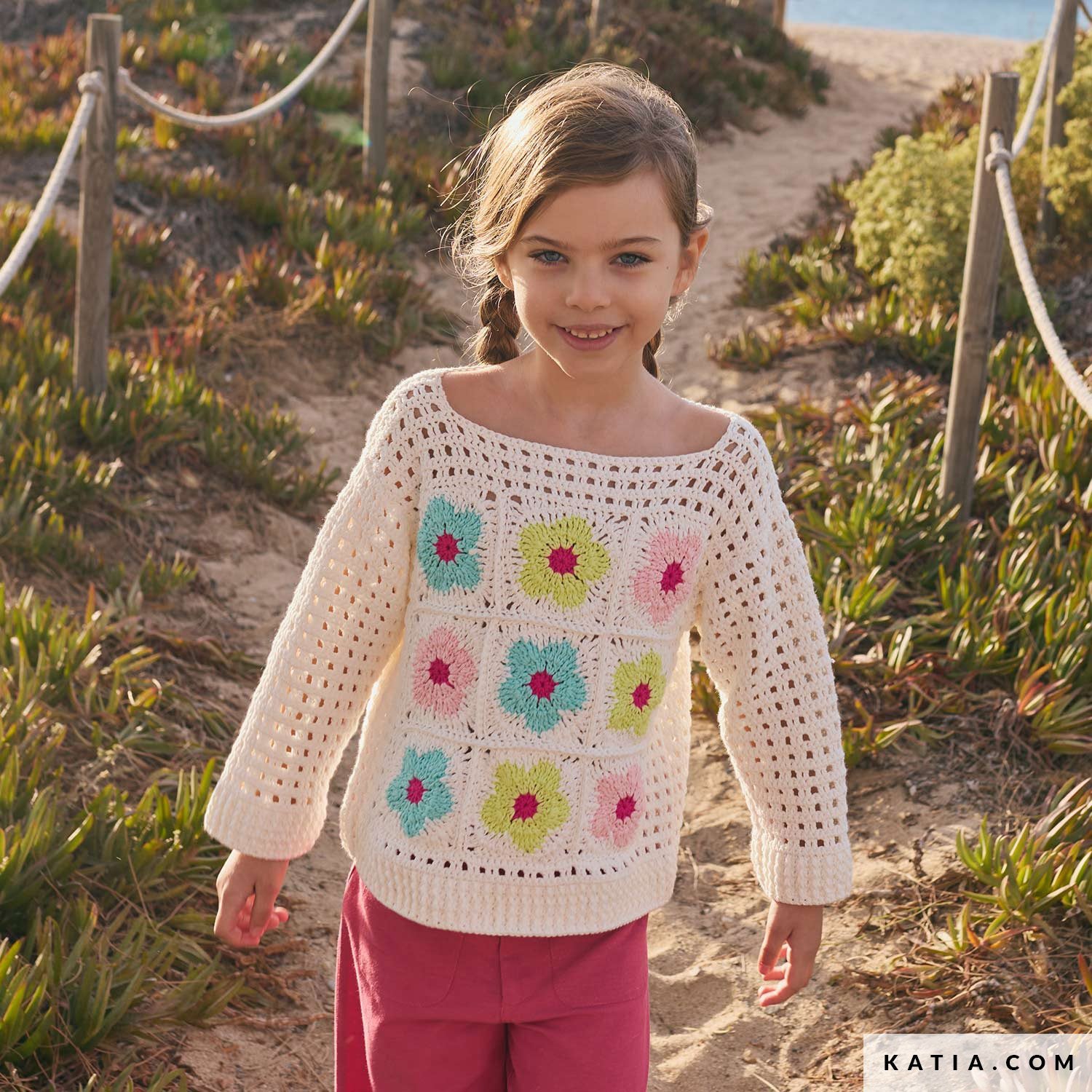 Patroon breien haken kinderen trui lente zomer katia — gemaakt met Katia Cotton 100% (6)