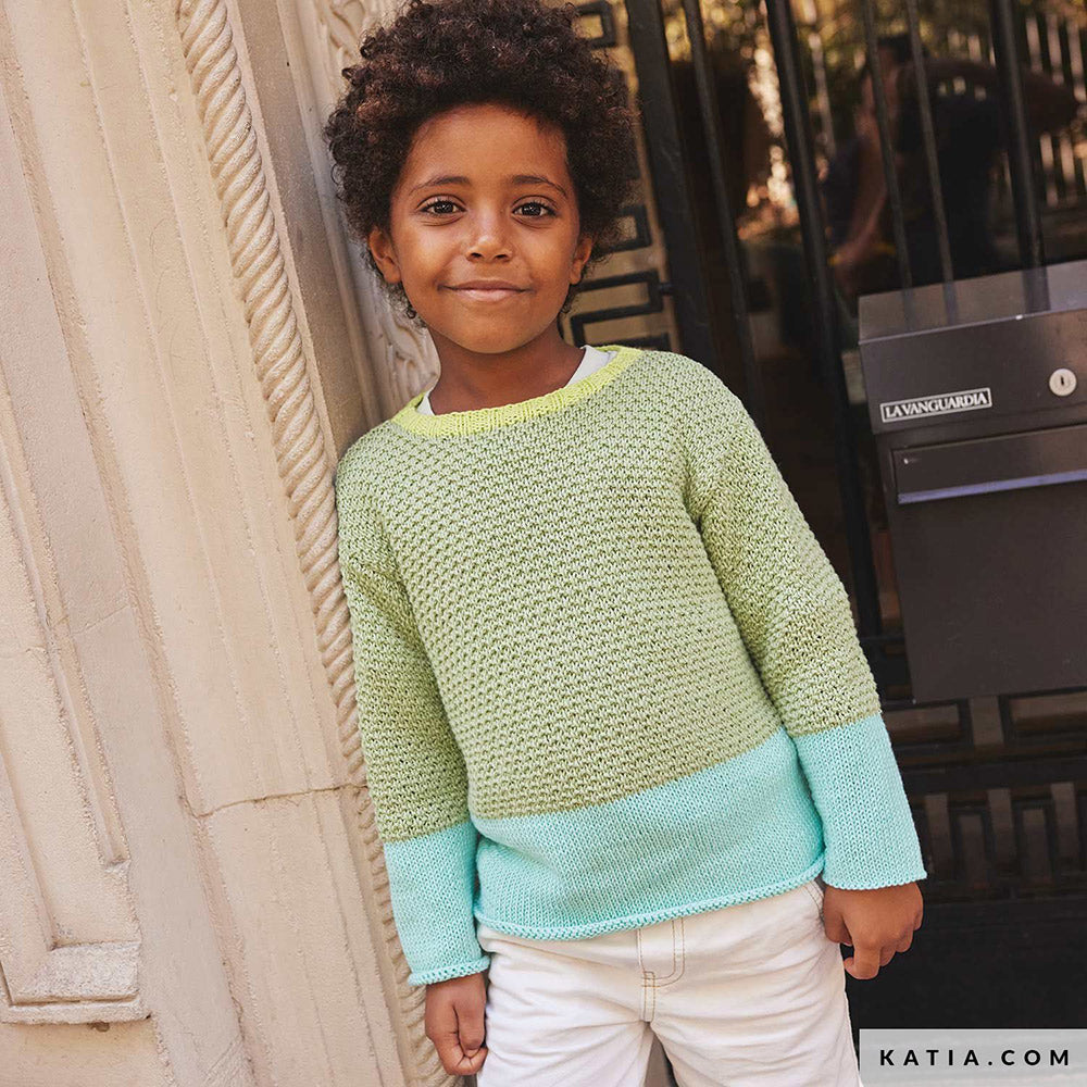 Patroon breien haken kinderen trui lente zomer katia — gemaakt met Katia Cotton 100% (22)