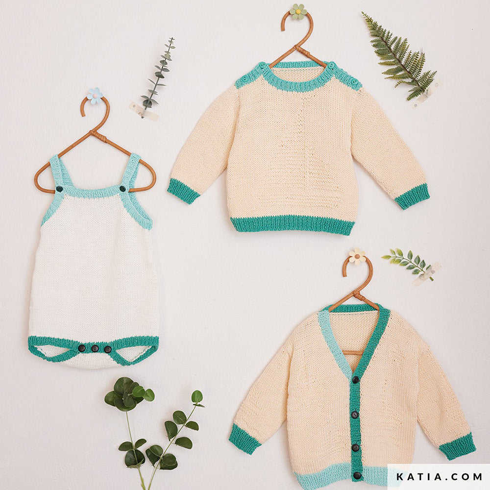 Patroon breien haken baby trui lente zomer katia — gemaakt met Katia Cotton 100%