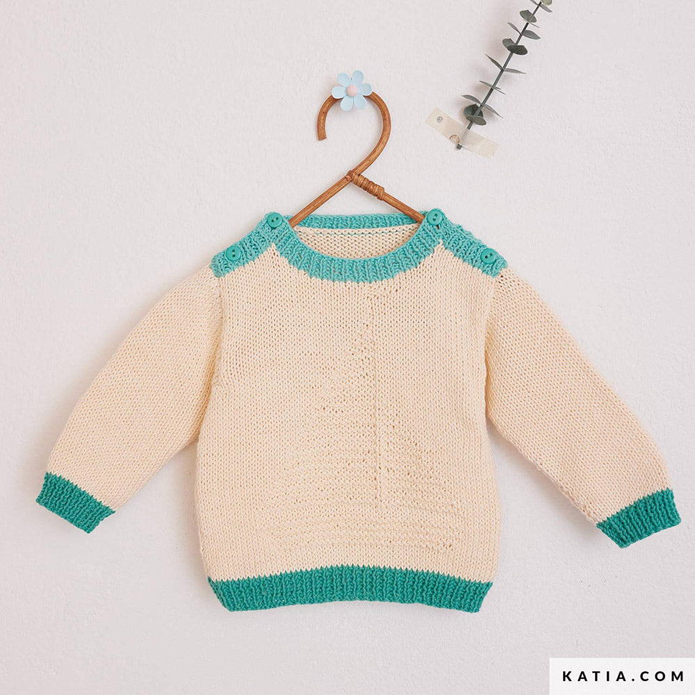 Patroon breien haken baby trui lente zomer katia — gemaakt met Katia Cotton 100% (2)