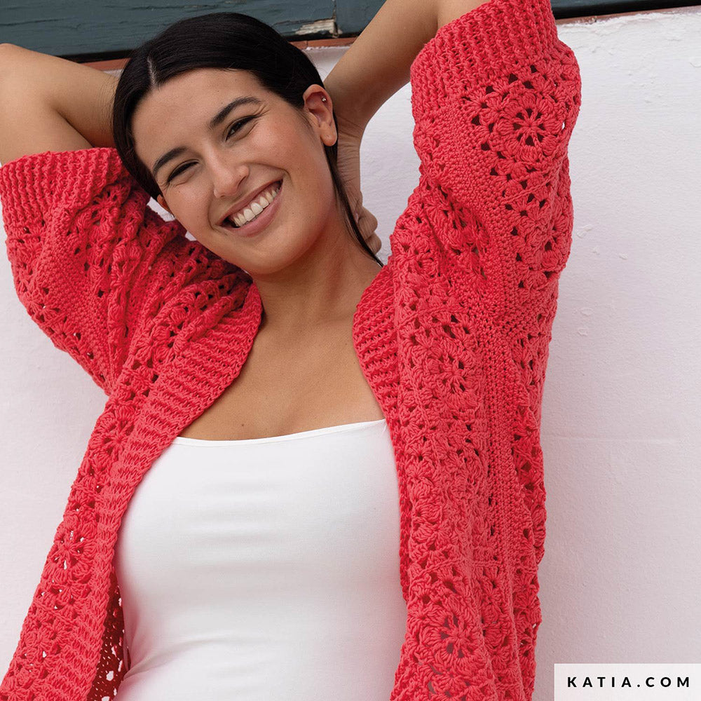 Patroon breien haken dames jas lente zomer katia — gemaakt met Katia Cotton 100% (3)