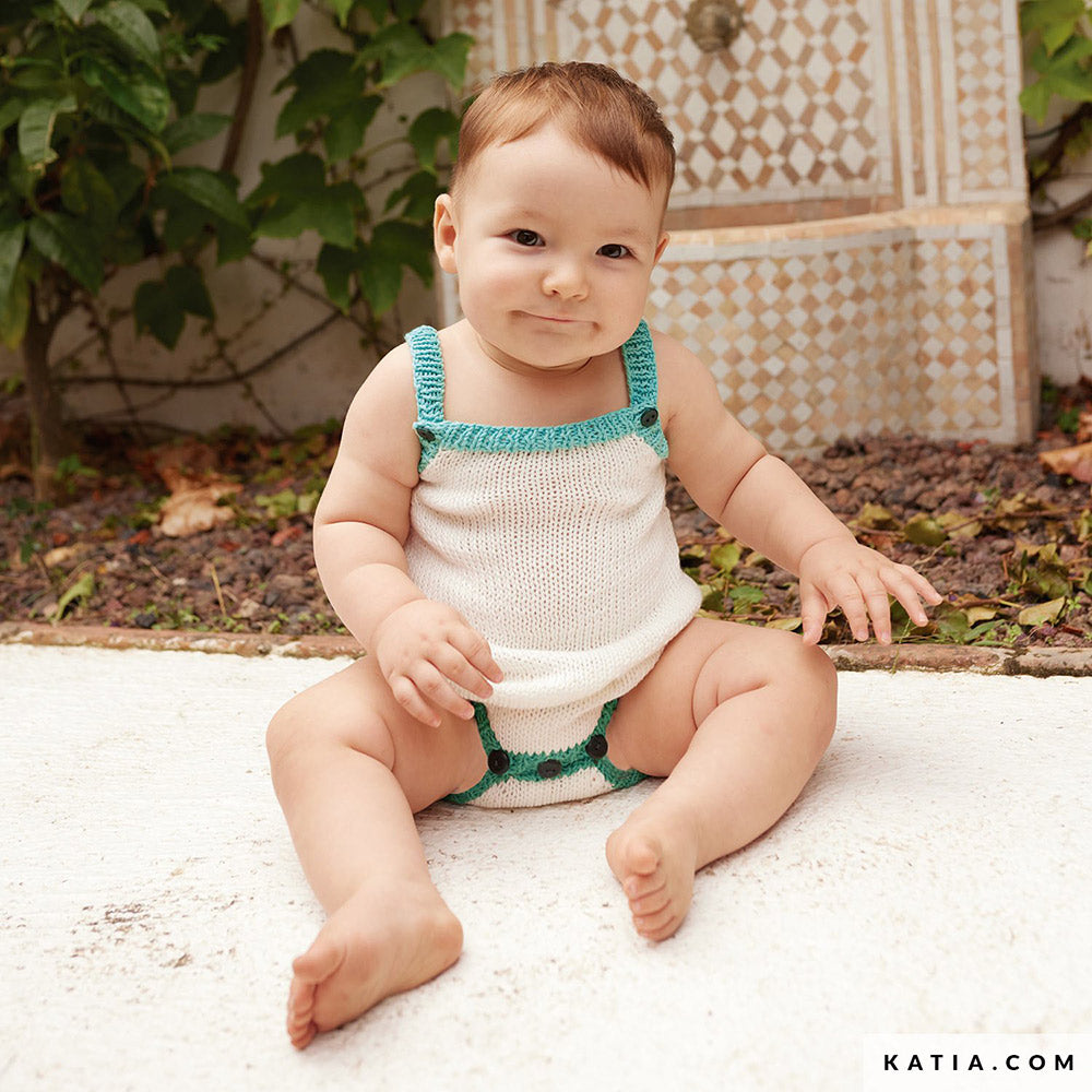 Patroon breien haken baby romper lente zomer katia — gemaakt met Katia Cotton 100% (4)