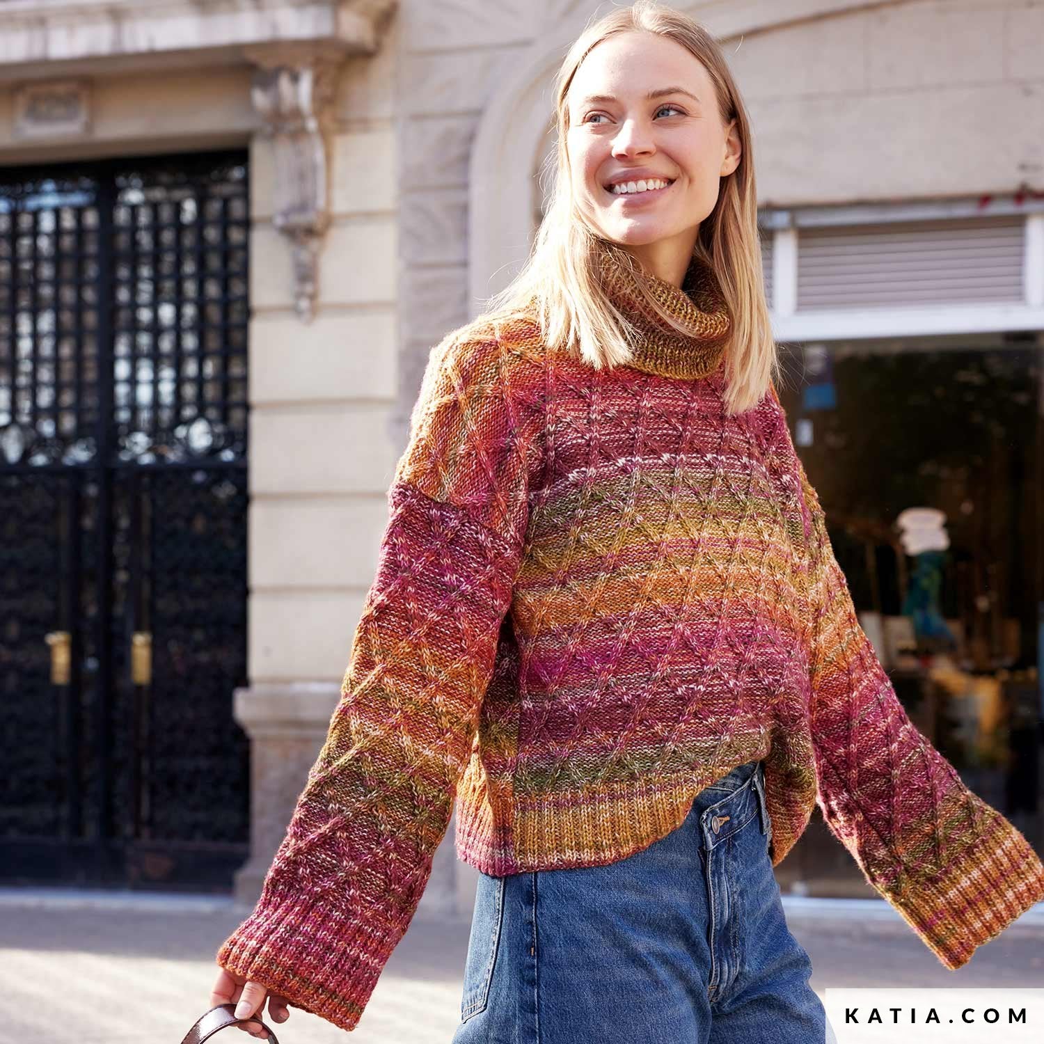 Patroon breien haken dames trui herfst winter katia — gemaakt met Katia Cotton-Merino Paradiso (2)