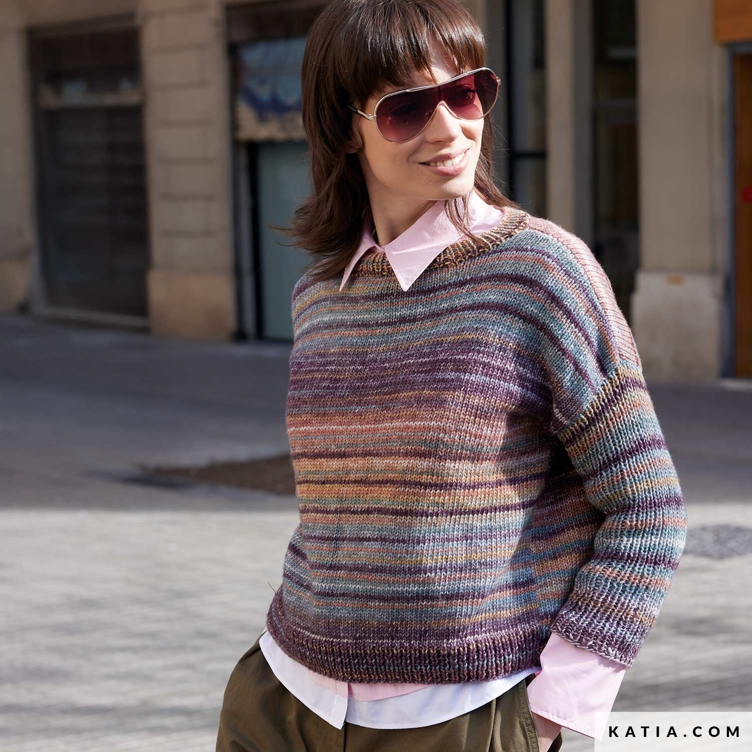 Patroon breien haken dames trui herfst winter katia — gemaakt met Katia Cotton-Merino Paradiso (9)