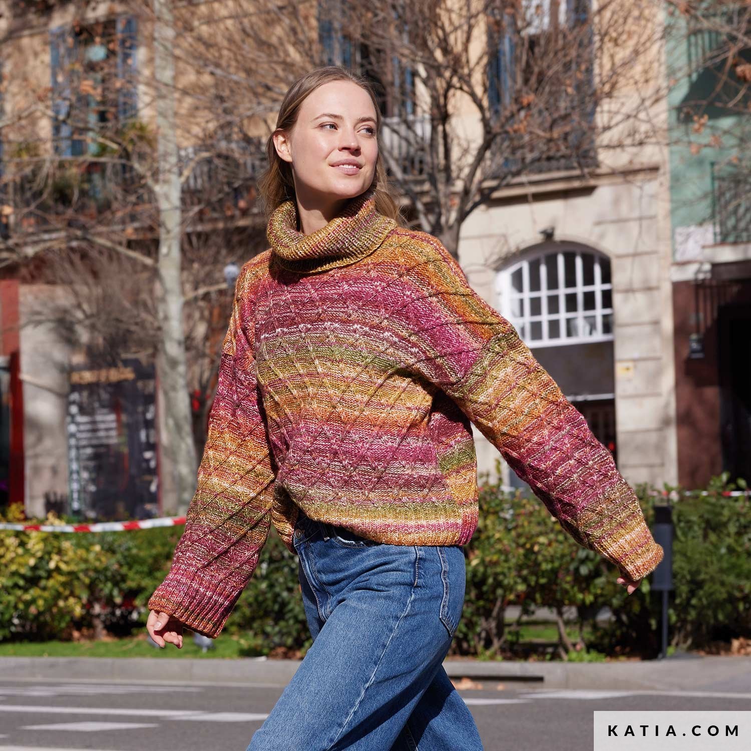 Patroon breien haken dames trui herfst winter katia — gemaakt met Katia Cotton-Merino Paradiso (4)