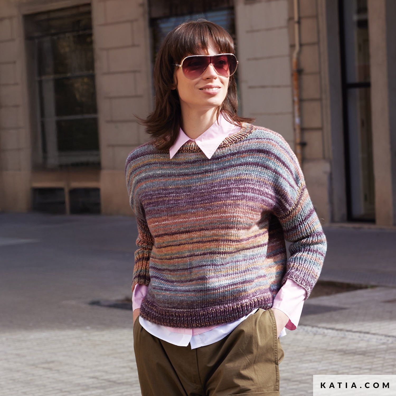 Patroon breien haken dames trui herfst winter katia — gemaakt met Katia Cotton-Merino Paradiso (11)