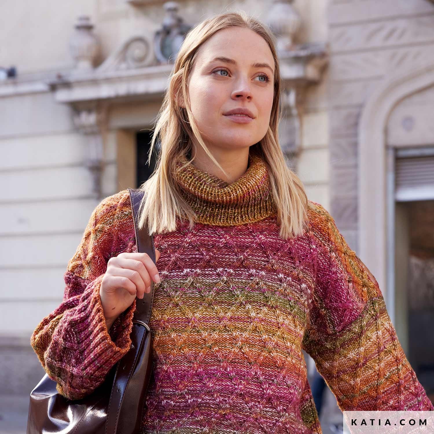Patroon breien haken dames trui herfst winter katia — gemaakt met Katia Cotton-Merino Paradiso (5)