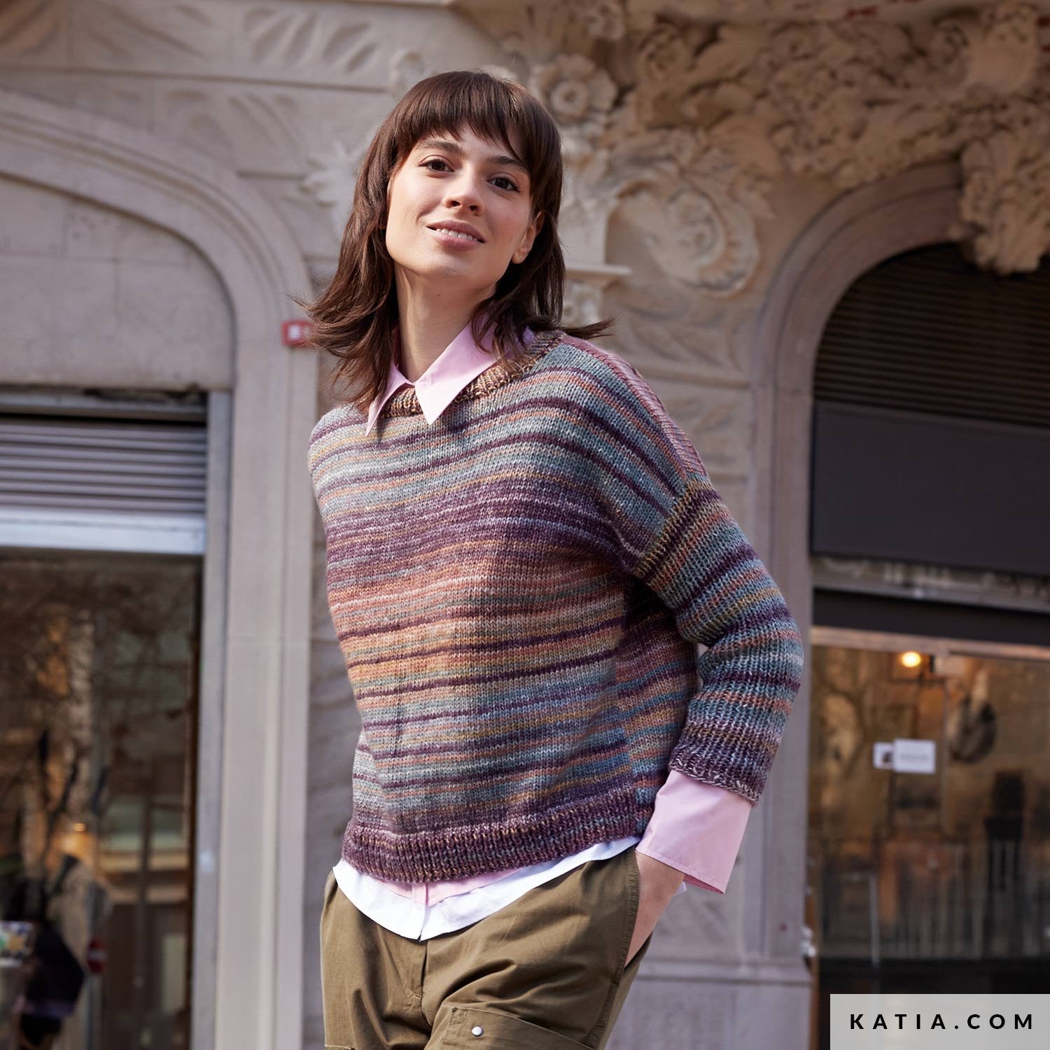 Patroon breien haken dames trui herfst winter katia — gemaakt met Katia Cotton-Merino Paradiso (14)