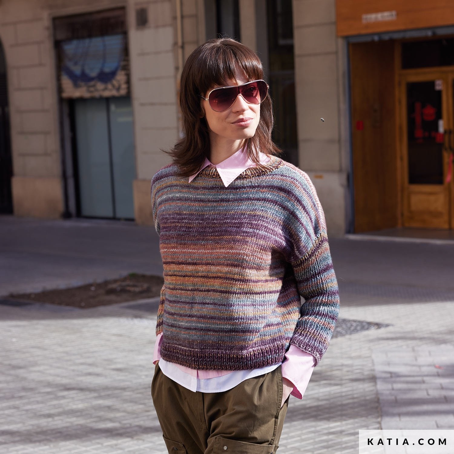 Patroon breien haken dames trui herfst winter katia — gemaakt met Katia Cotton-Merino Paradiso (12)