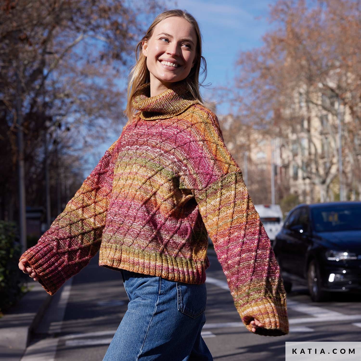 Patroon breien haken dames trui herfst winter katia — gemaakt met Katia Cotton-Merino Paradiso
