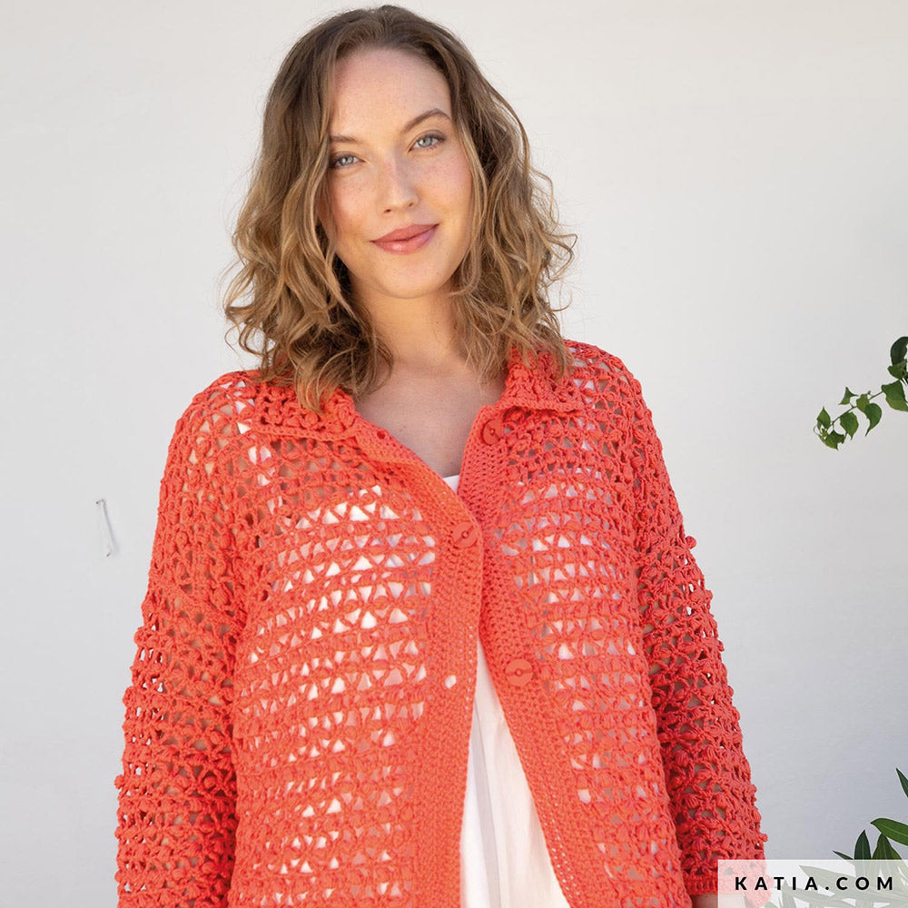 Patroon breien haken dames jas lente zomer katia — gemaakt met Katia Fair Cotton (10)